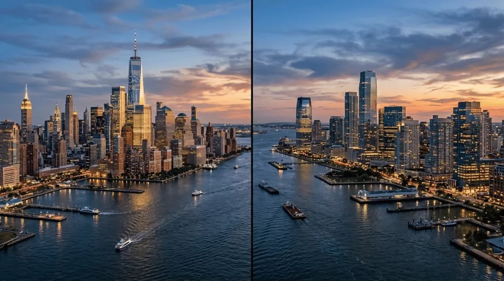 Mapa ilustrado de los estados de New York y New Jersey donde nuestros abogados de accidentes de construcción ofrecen representación legal.